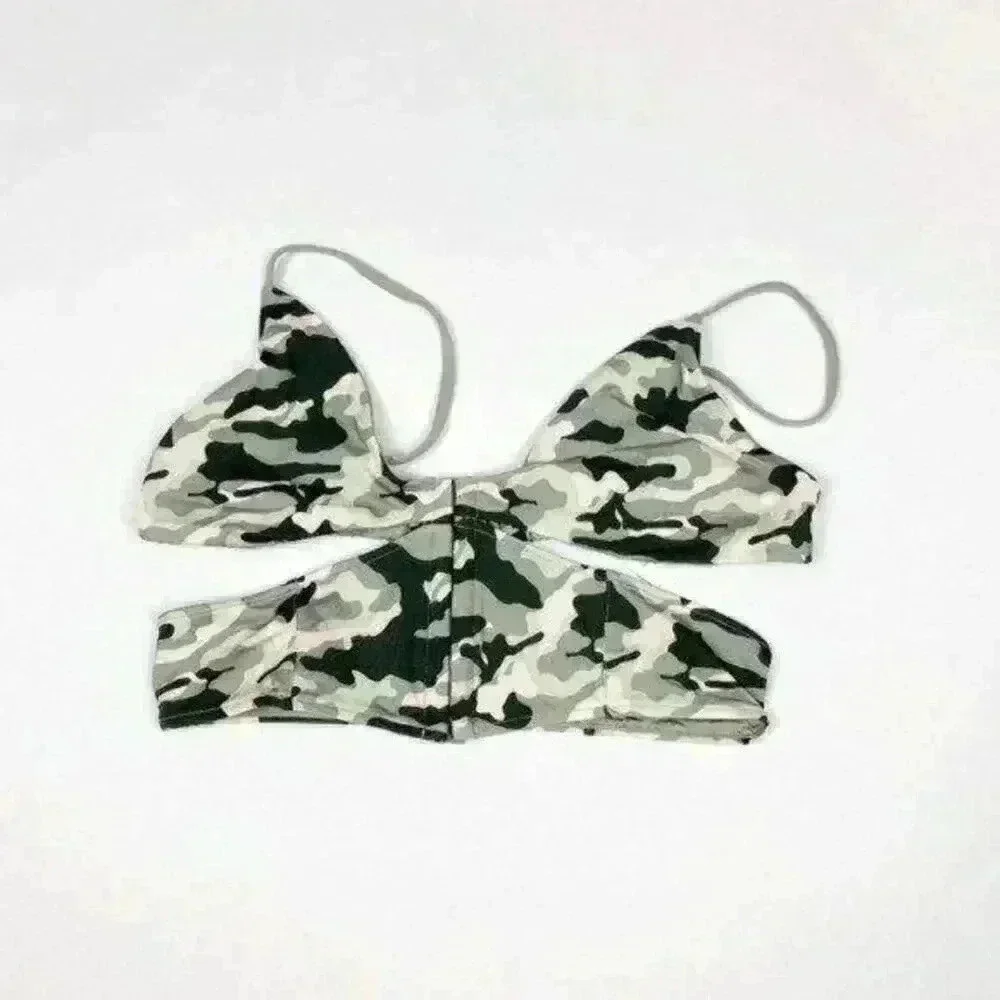 Frankie’s Bikinis Camo Finn Top &‎ Marina Bottom